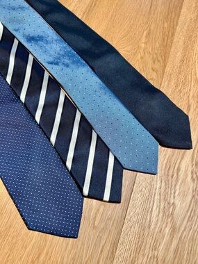 4 Classic Blue Silk Ties